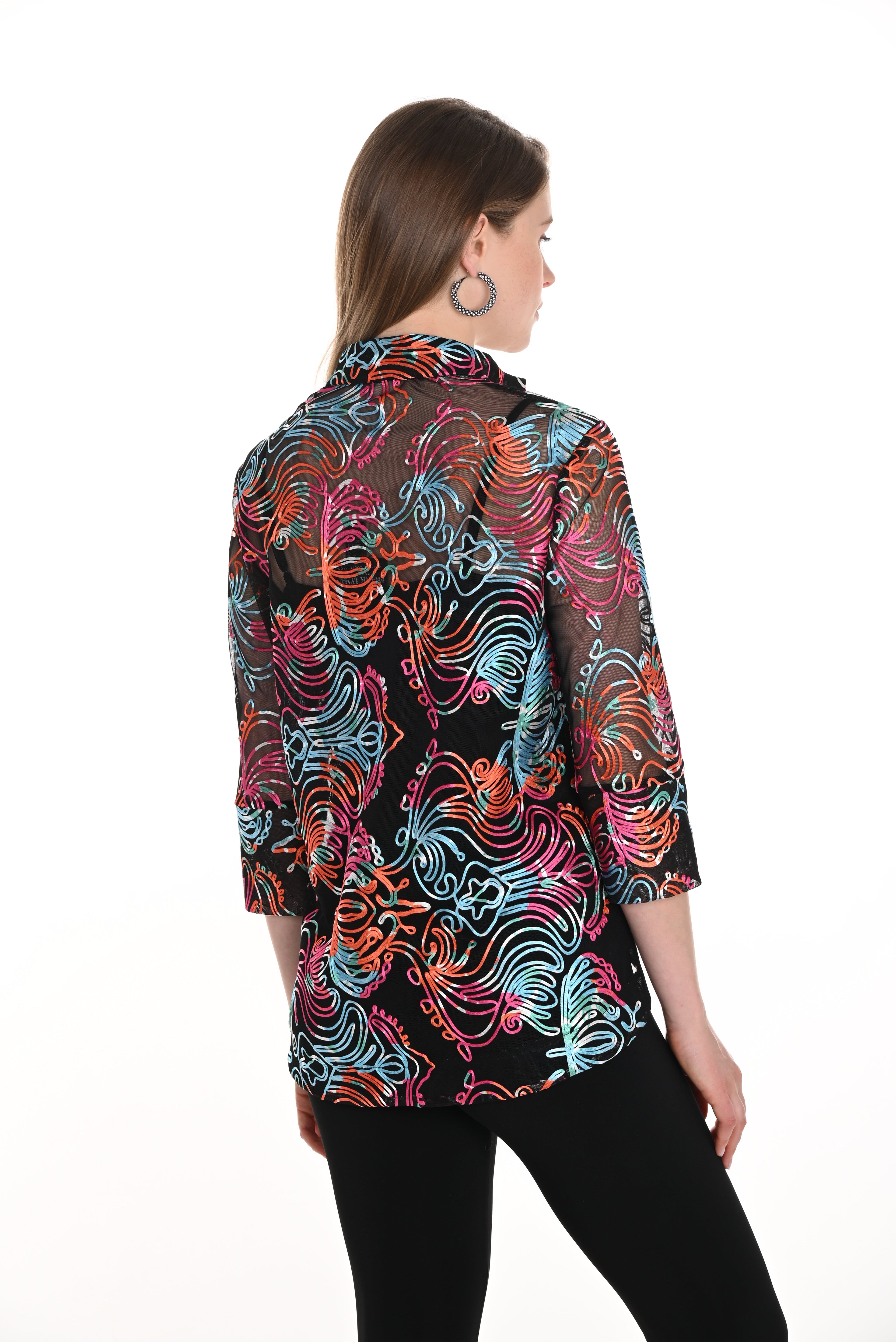 Abstract Art-Print Jacket Style 256278