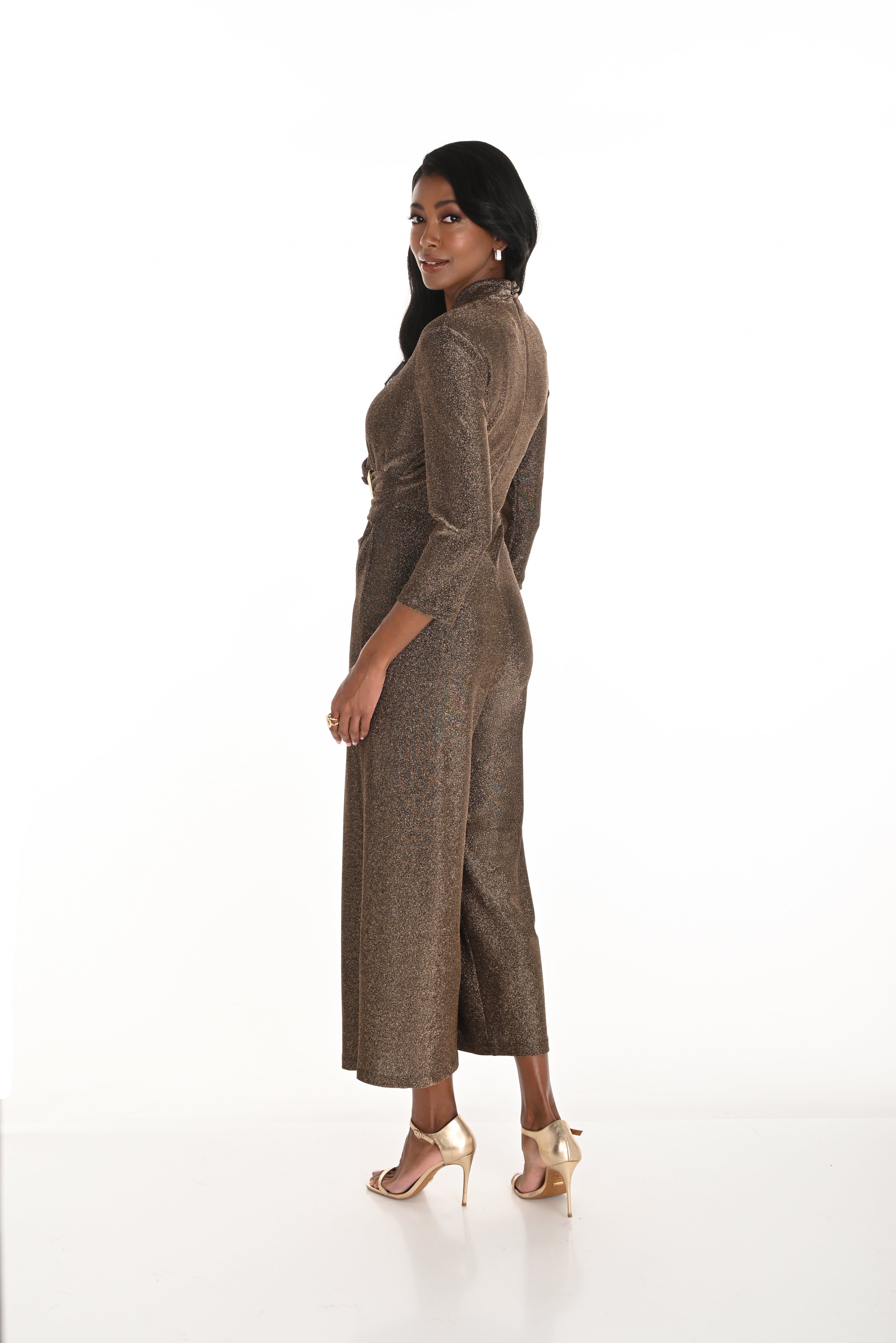 V-neck Belted Wide-Leg Jumpsuit Style 259297