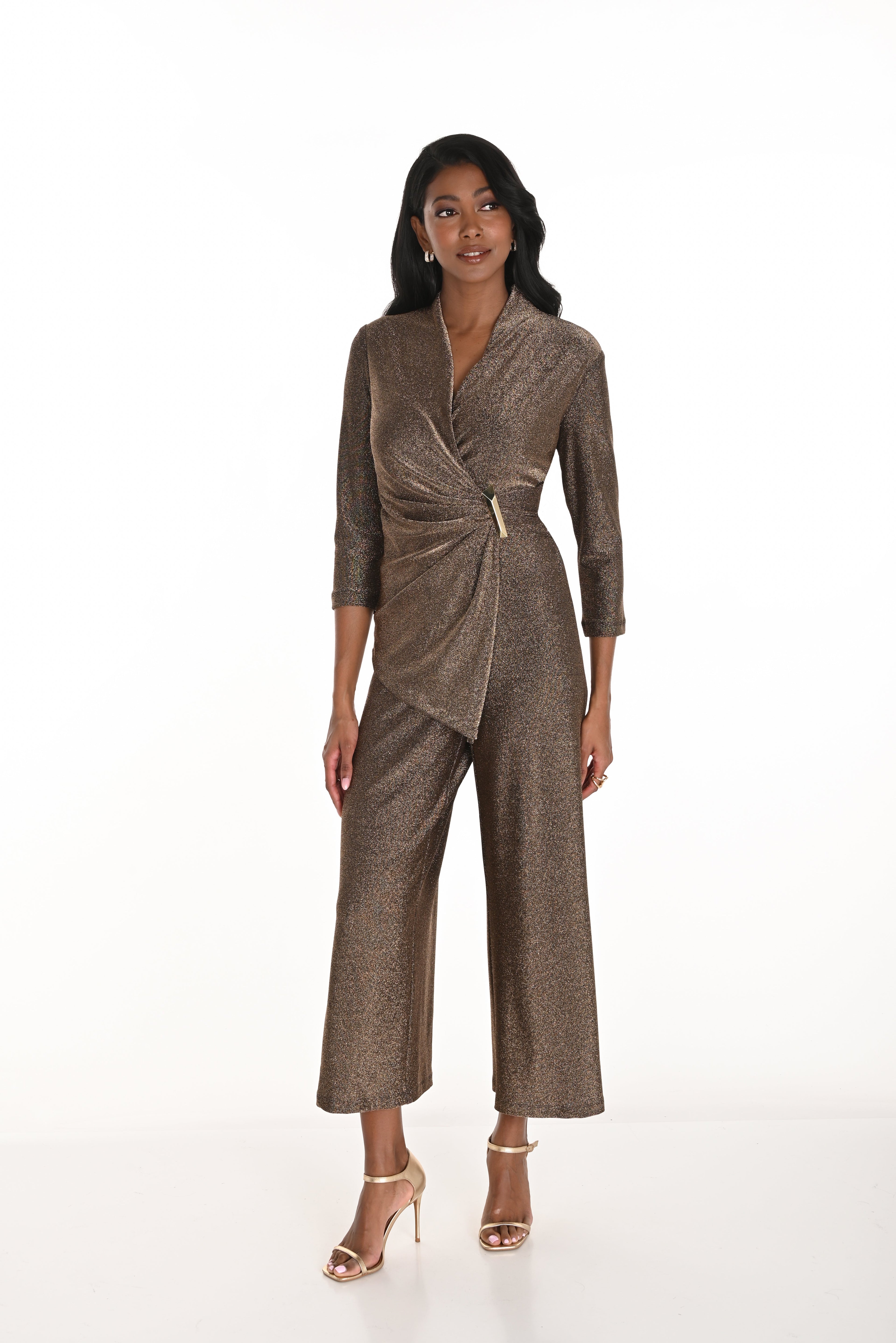 V-neck Belted Wide-Leg Jumpsuit Style 259297