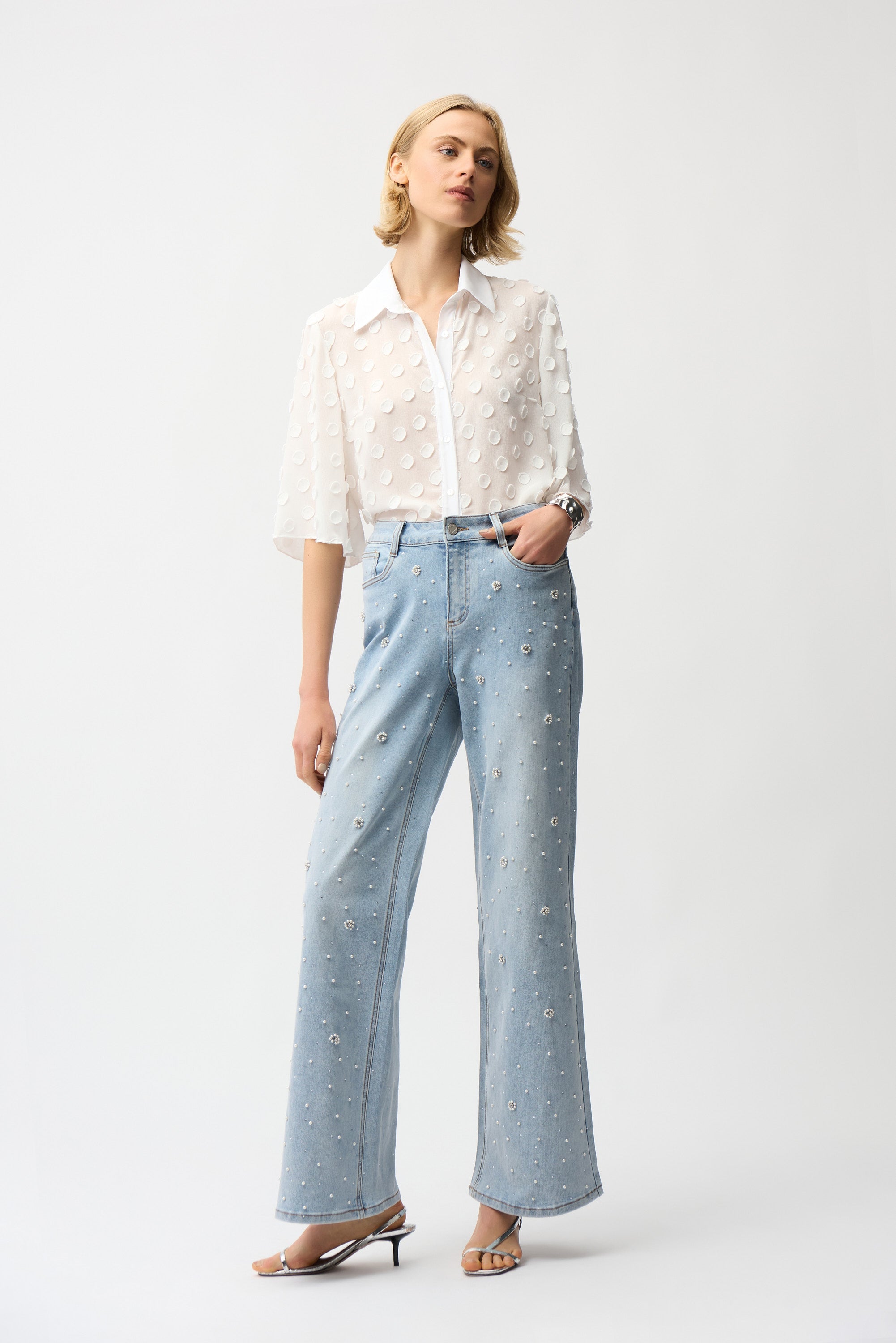 3D Dot Jacquard Boxy Blouse 261098