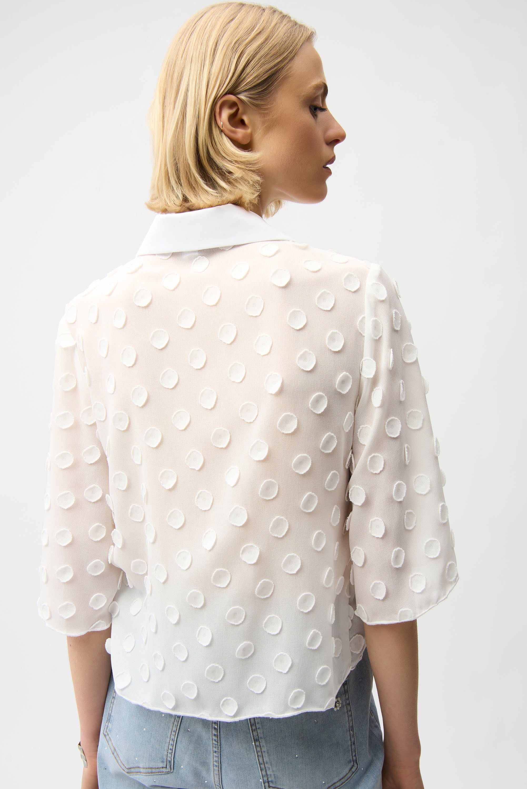 3D Dot Jacquard Boxy Blouse 261098