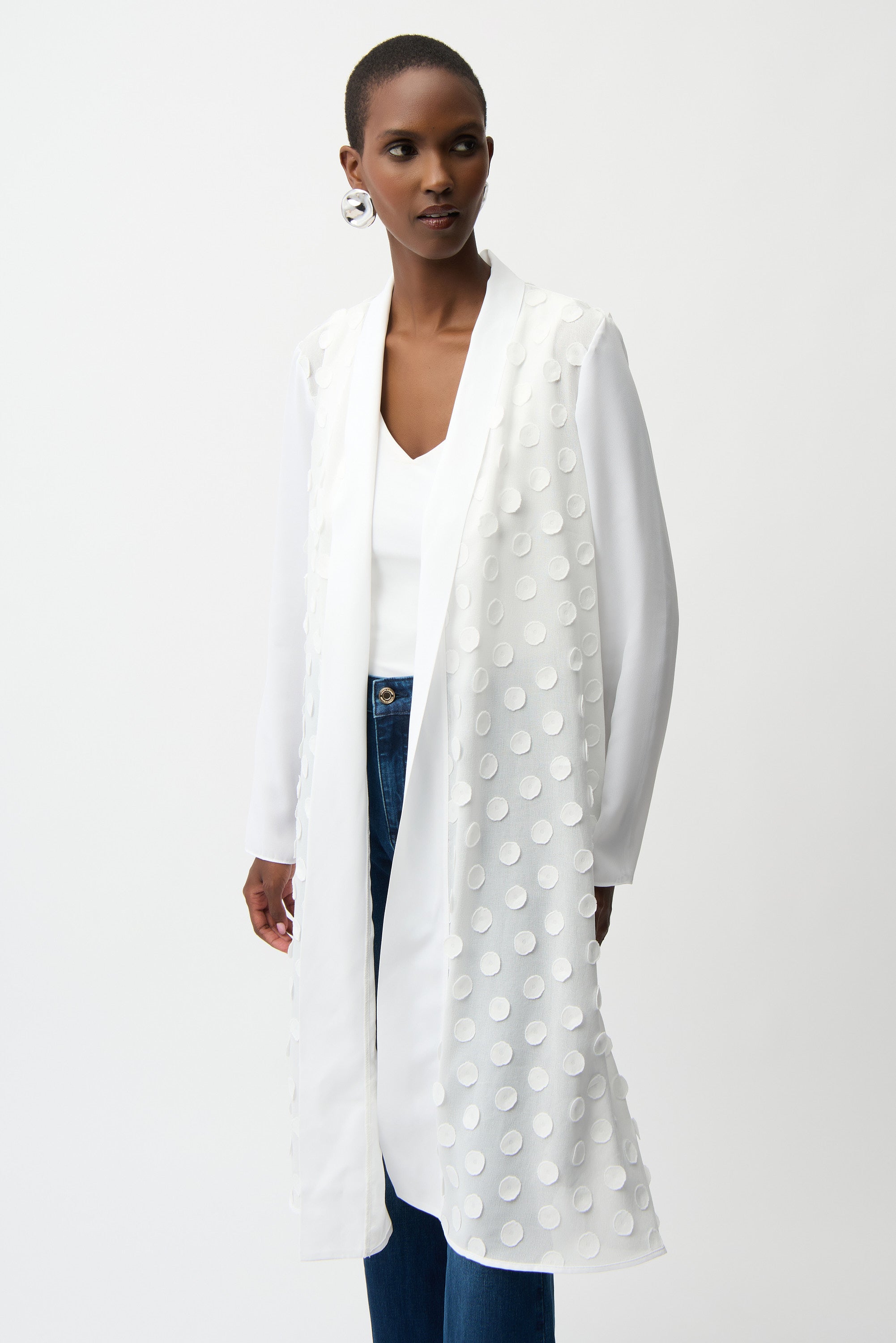 3D Dot Jacquard Cover-Up With Georgette Sleeves 261217