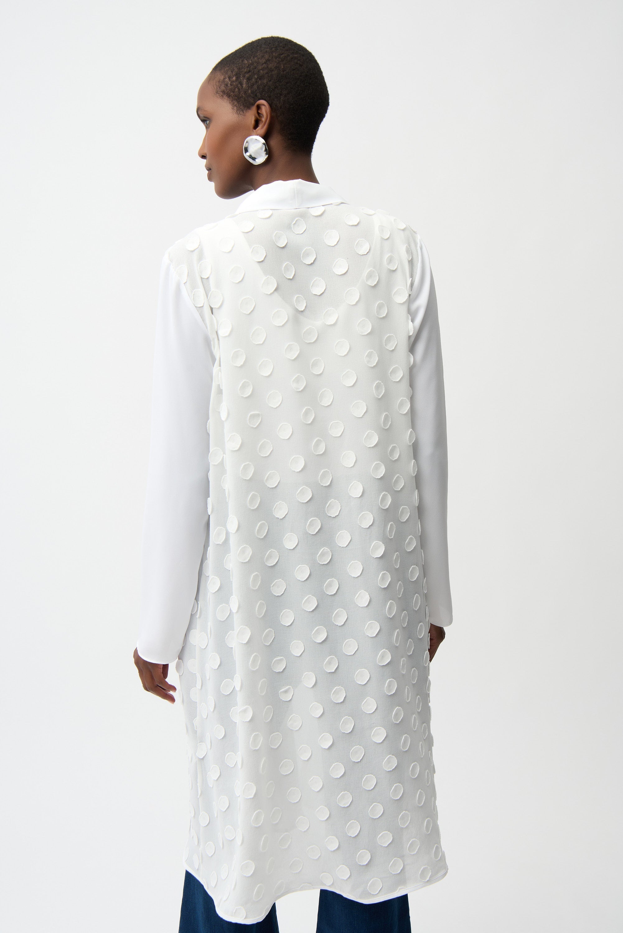 3D Dot Jacquard Cover-Up With Georgette Sleeves 261217