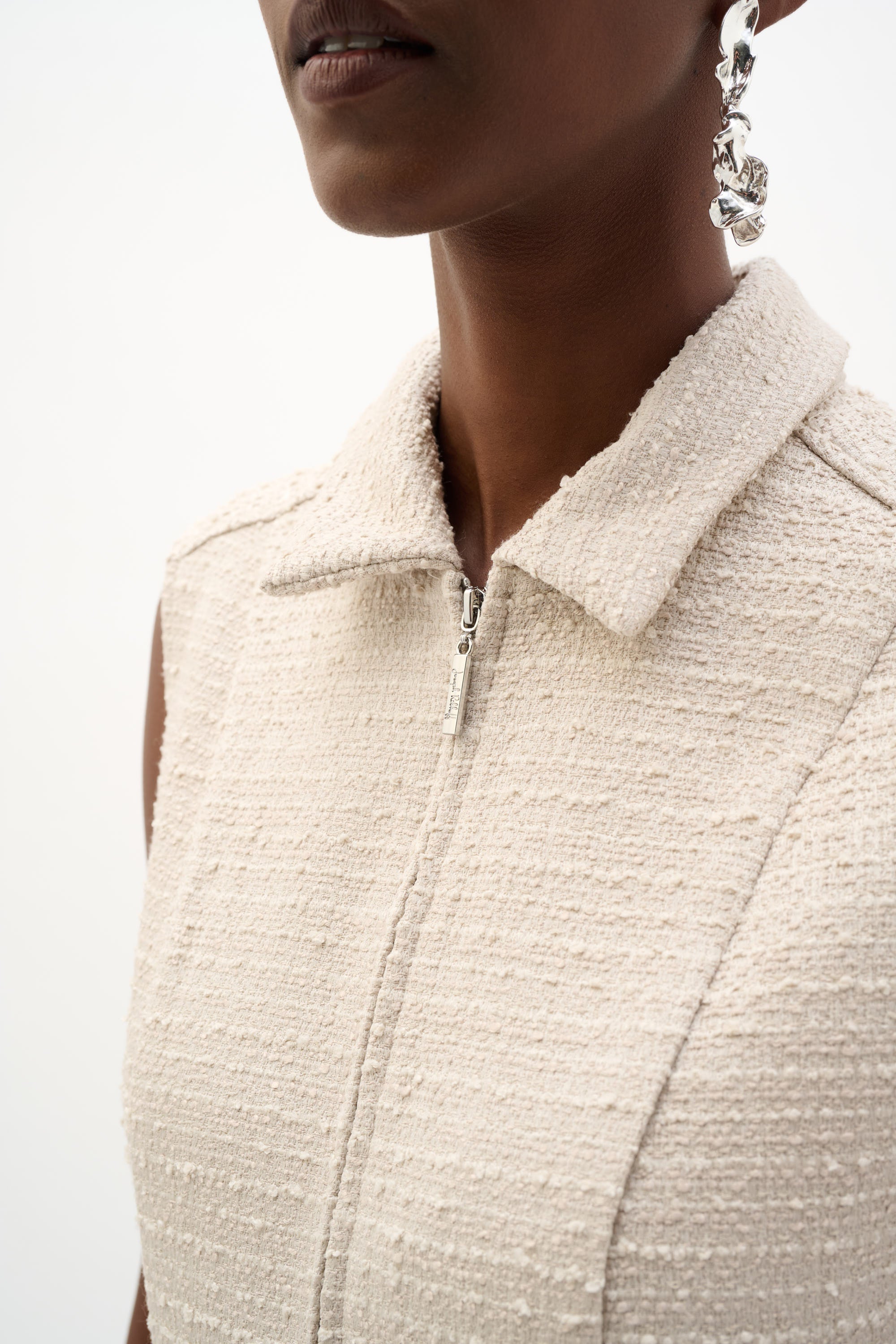 Bouclé A-Line Dress With Zipped Neckline 262221