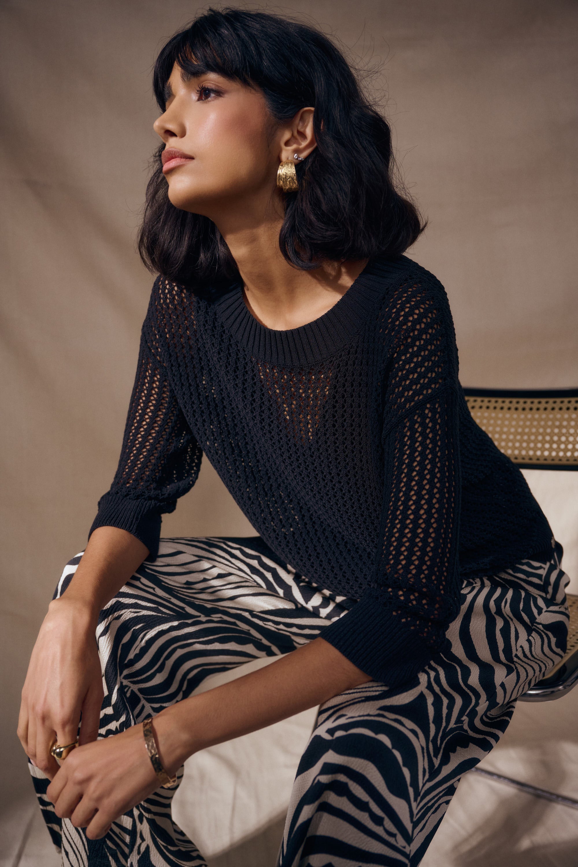 Acrylic Blend Open Stitch Sweater 262976