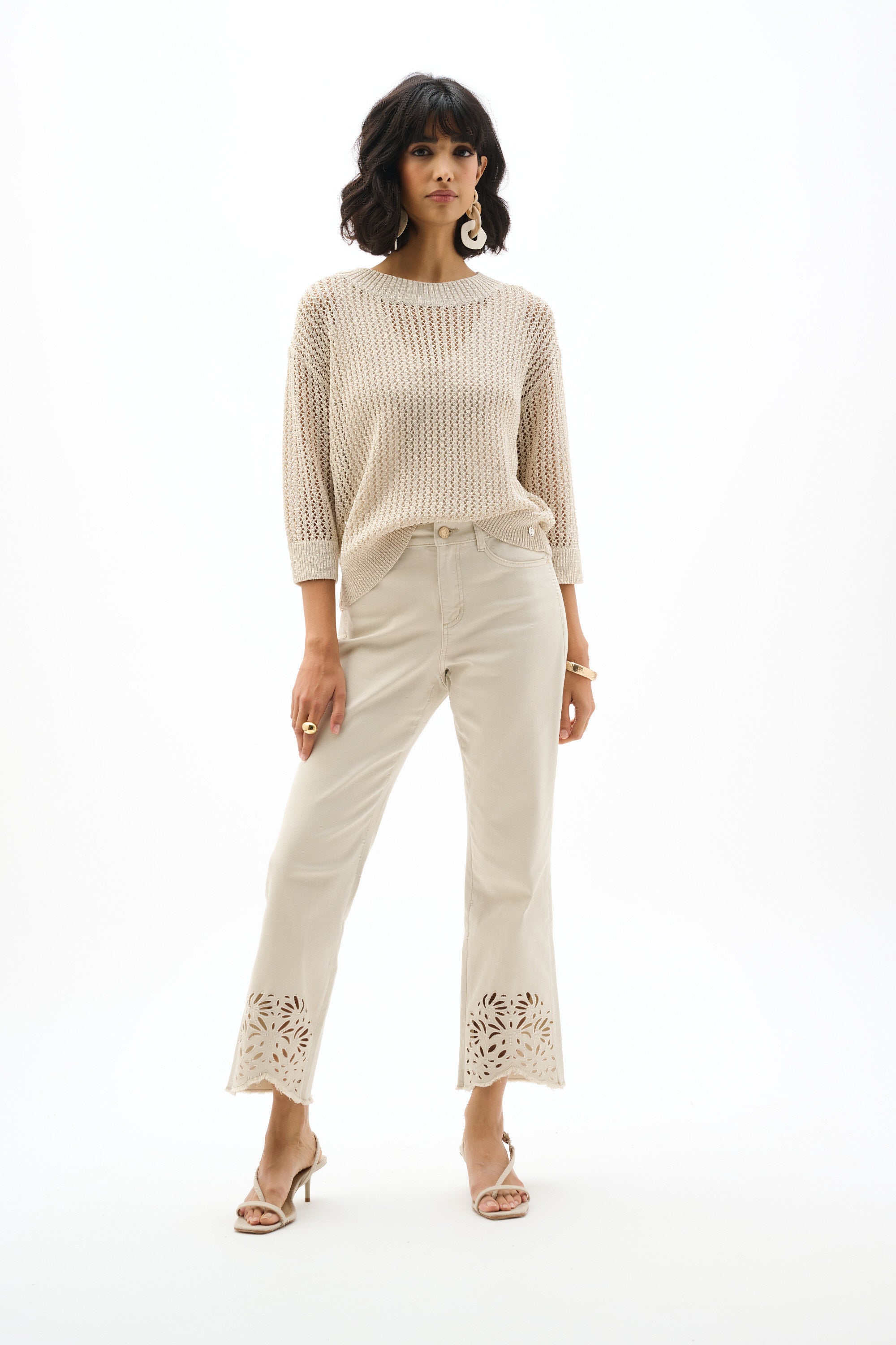 Acrylic Blend Open Stitch Sweater 262976