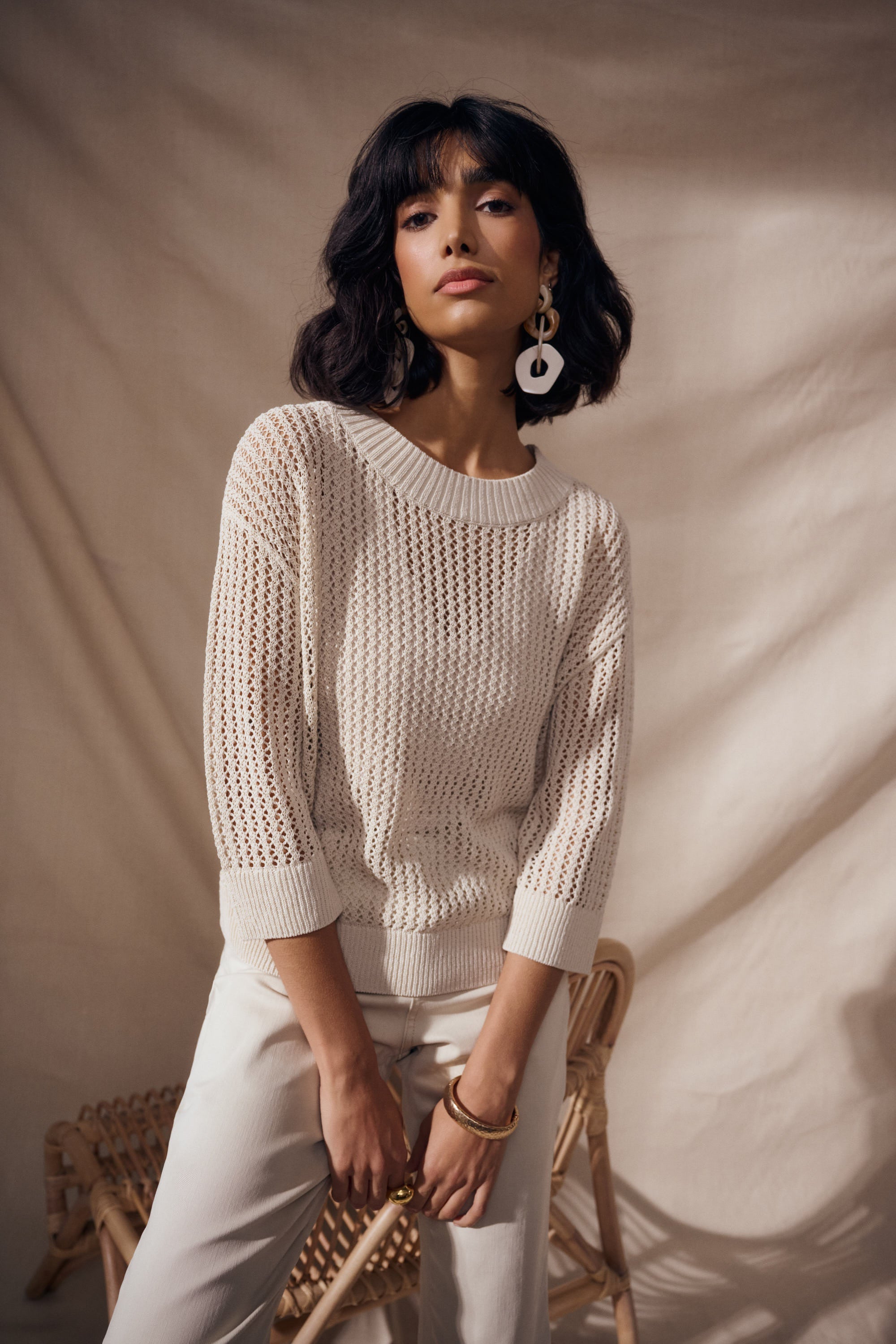 Acrylic Blend Open Stitch Sweater 262976