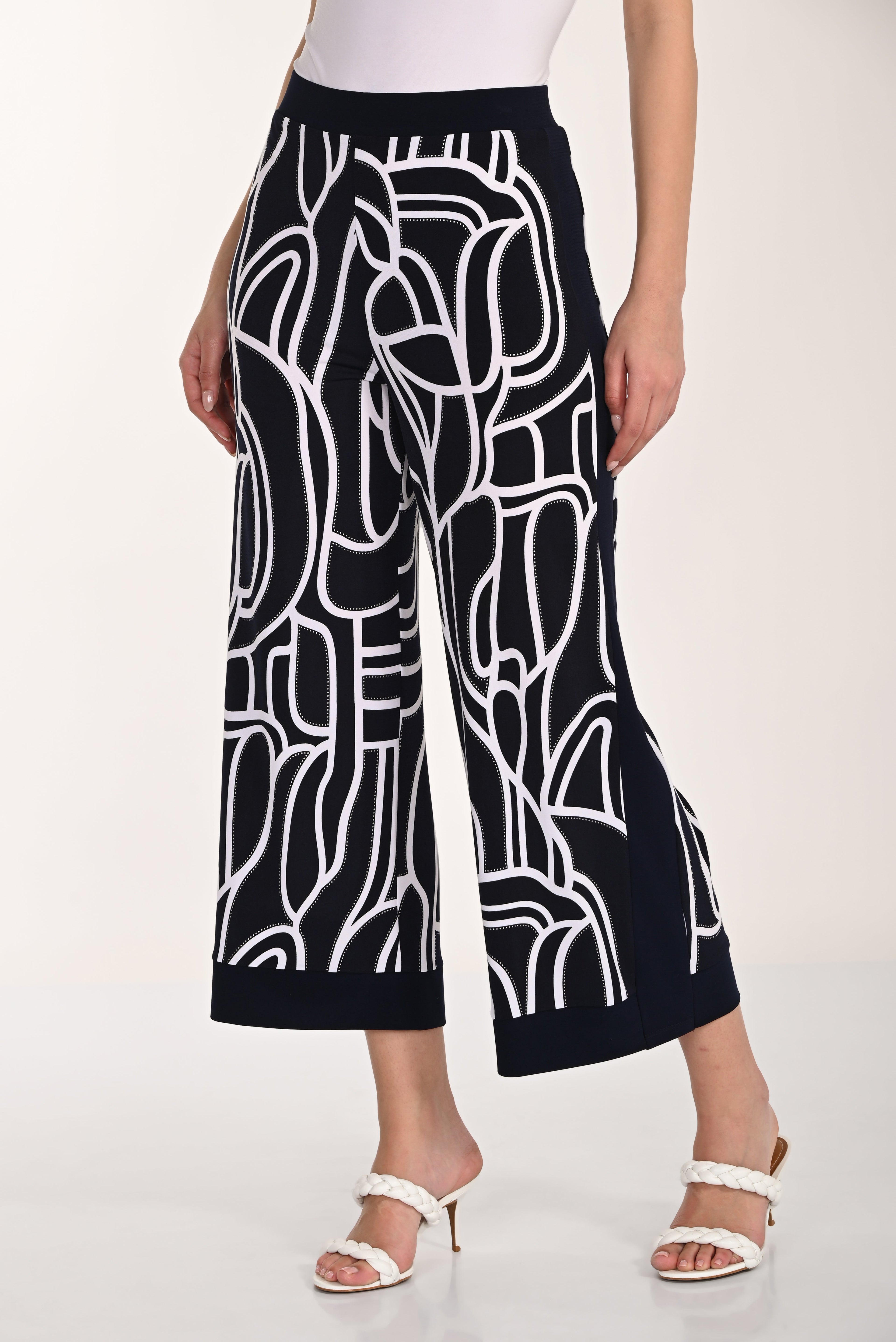 Abstract Pattern Wide-Leg Trousers Style 266115