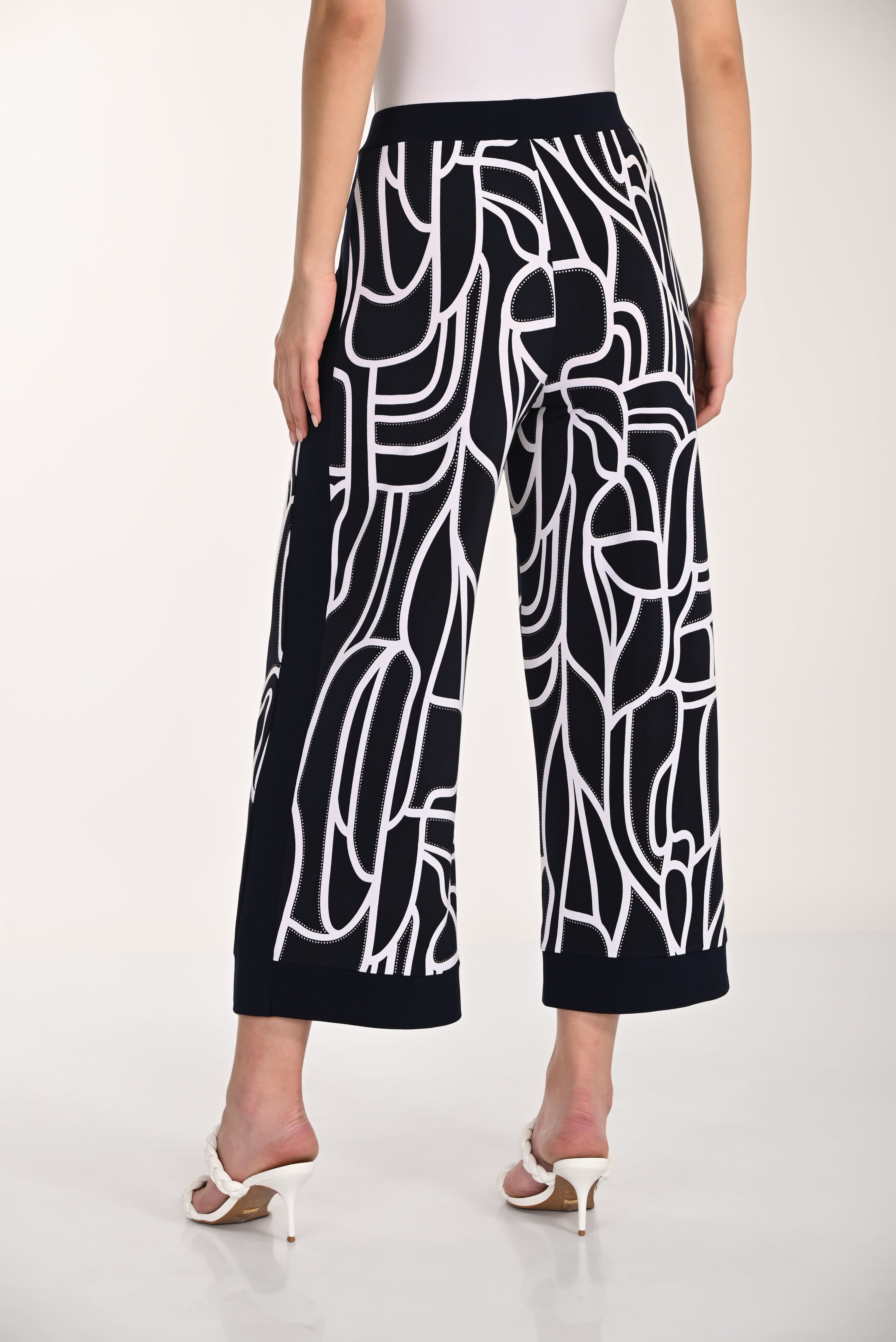 Abstract Pattern Wide-Leg Trousers Style 266115