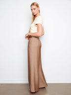 Air Flow Satin Belted Wide Leg Trousers